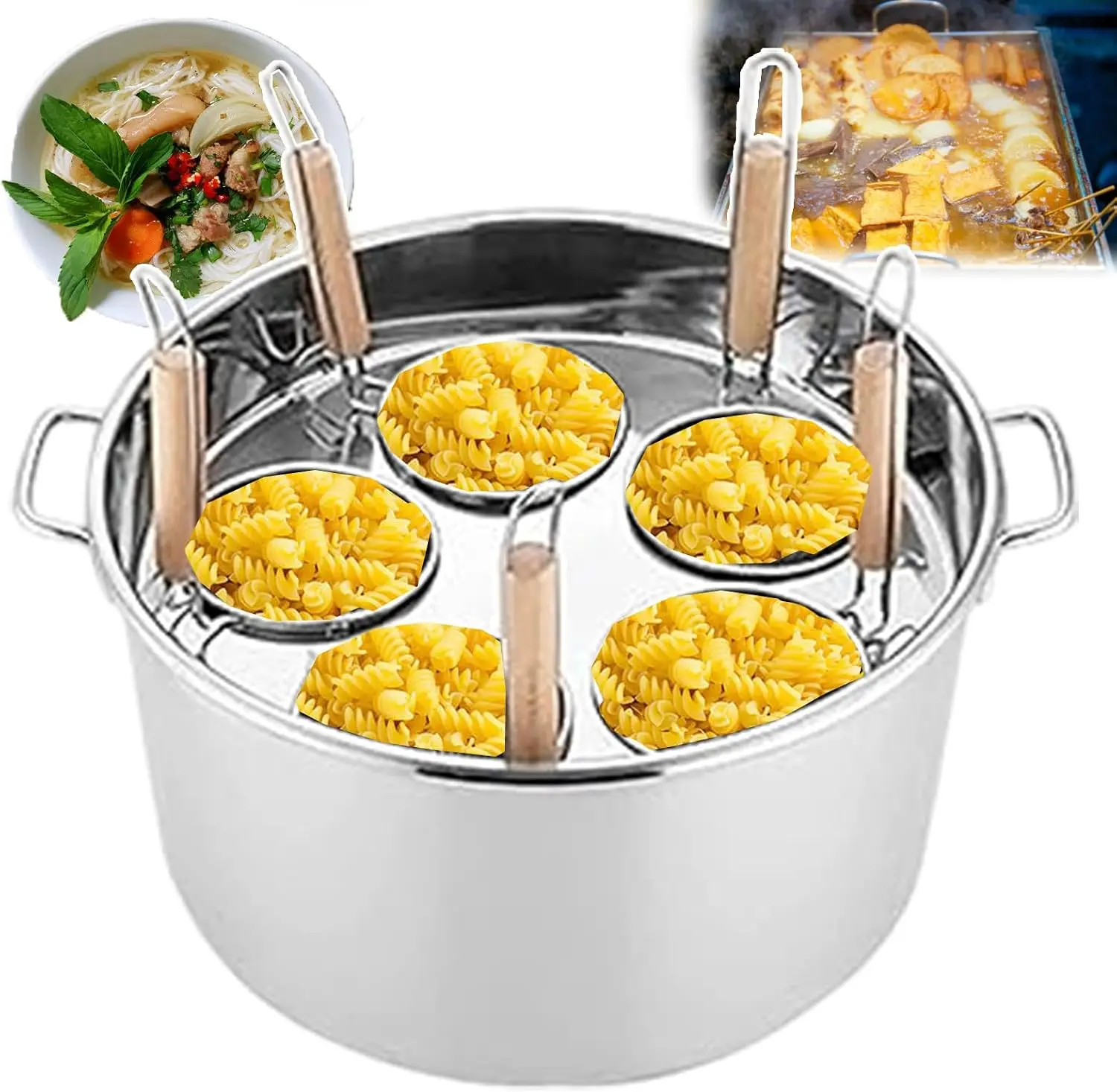 Home Cooking Restaurant - スパゲッティ麺調理機、家庭用キッチン収納鍋、レストラン用蒸し鍋、手動パスタメーカー（5穴）、ディストリビューターA付き