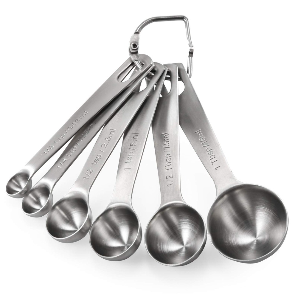 Home Cooking Set - 6個/セット 食品グレードのステンレス製計量スプーン、傷つきにくい、砂糖、コーヒー、粉末、スパイス用、家庭でのベーキングや日常料理に