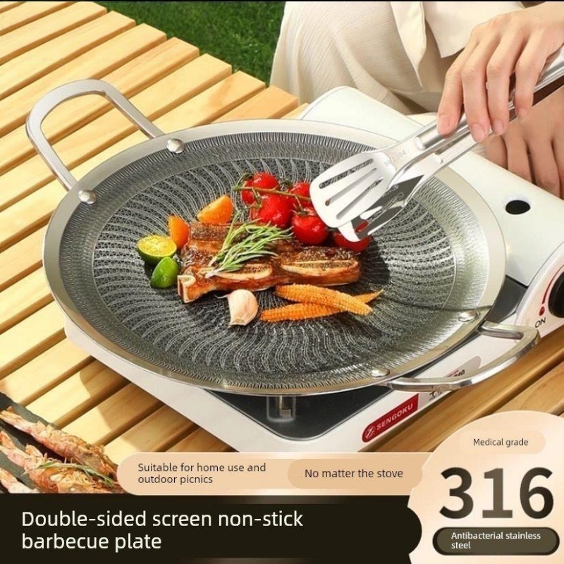 Home Cooking Gas Stove - 316ステンレス鋼多機能調理BBQグリルパン、キャンプ、家庭用キッチン、ガスコンロ対応、IH調理器対応