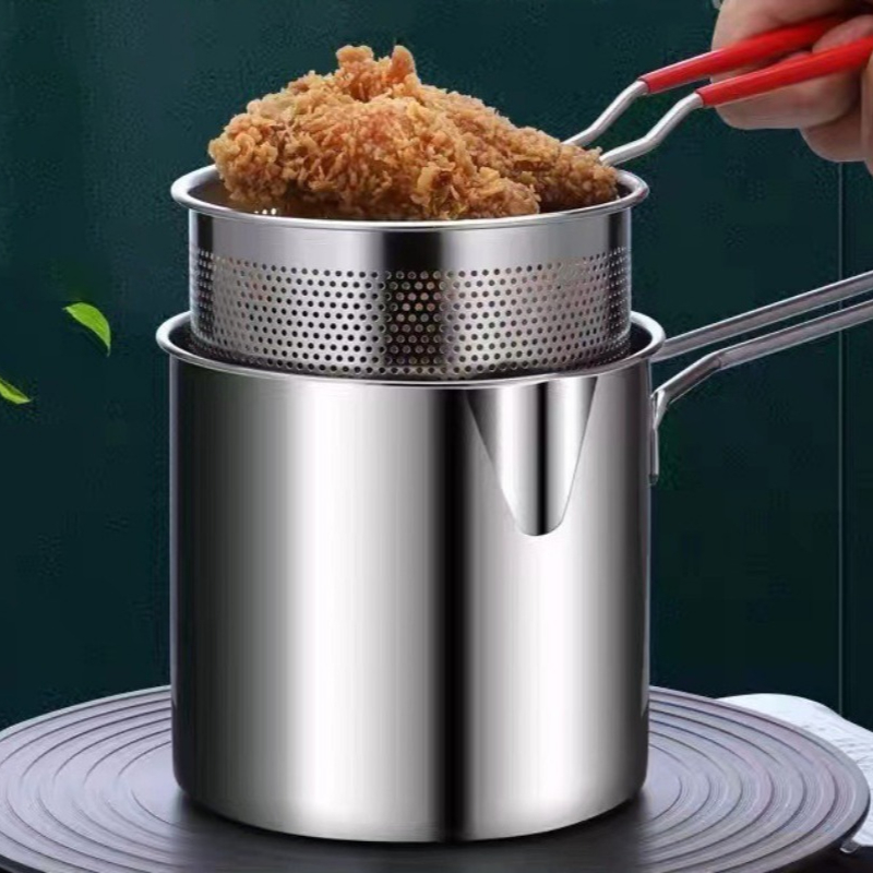 Home Cooking Help - 304 ステンレス鋼ディープフライヤーフライバスケット付き多機能小さな鍋キッチンチキン魚調理ツール