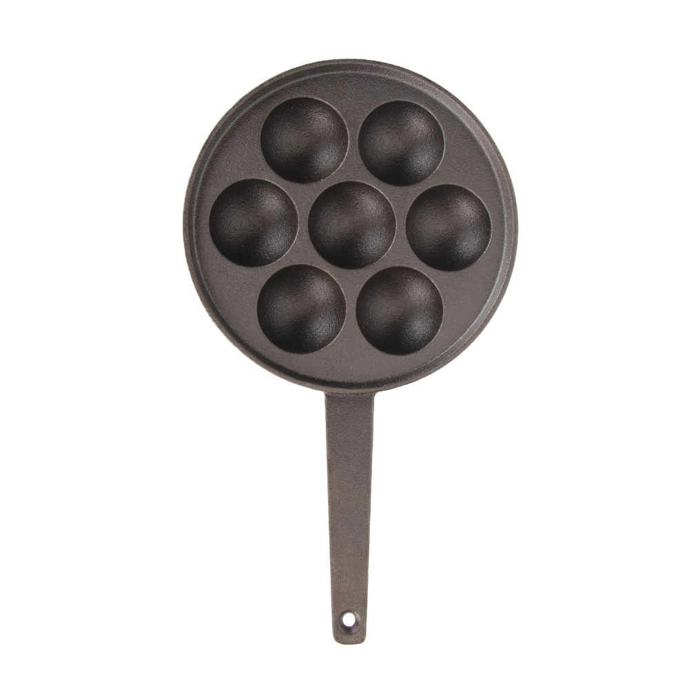 Takoyaki Pan Cast - 鋳鉄製たこ焼きパン 直径2.17インチ ノンスティック エブレスキバーパン 深めで拡大したサイズ お手入れ簡単