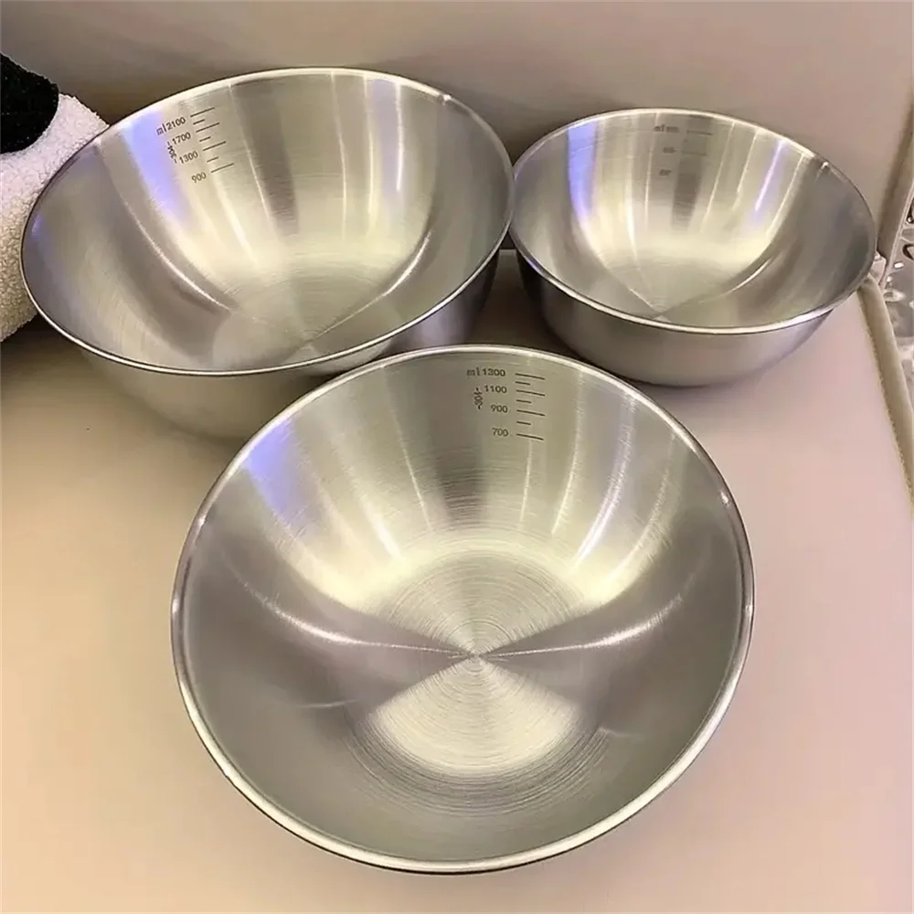 Home Cooking Set - 1～3個のステンレス製ボウルセット、計量機能付き、調理、ベーキング、食品保存用、大容量ミキシングボウル、家庭用キッチン必需品