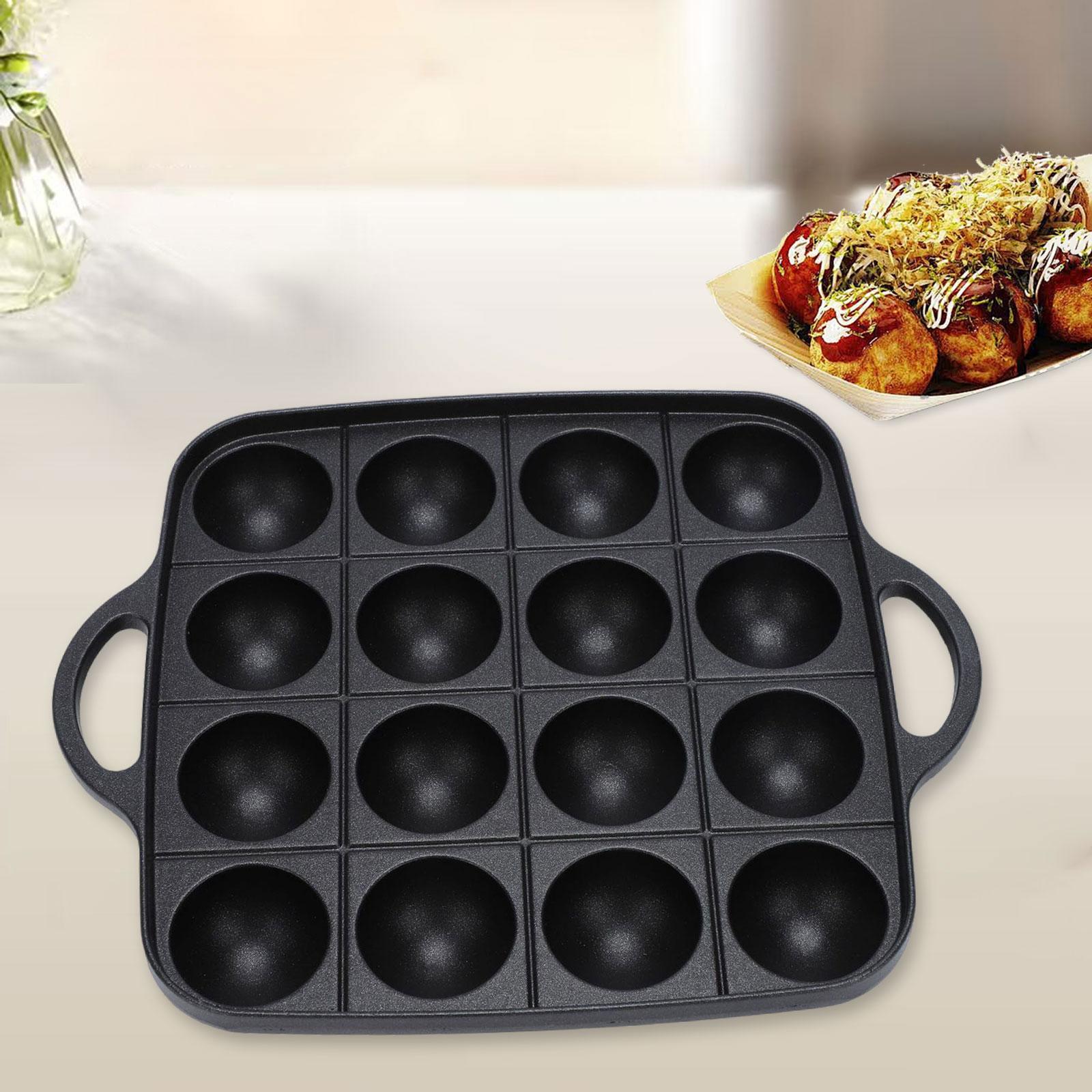 Takoyaki Pan Cast - たこ焼きグリルパン お手入れ簡単 調理器具 キッチンフライパン 16穴 たこ焼きメーカー