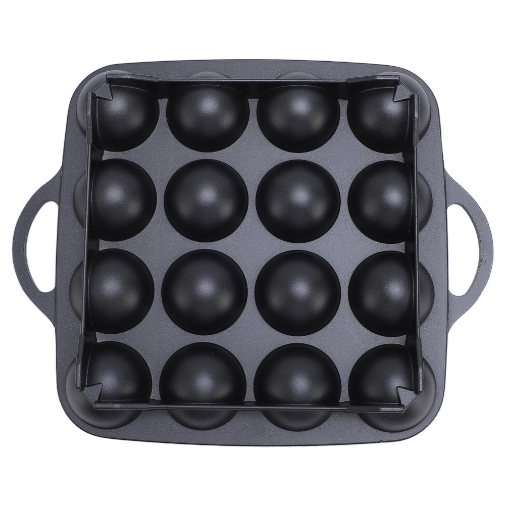 Takoyaki Pan Cast - 新しい黒色のたこ焼き器、鋳造アルミニウム製、二重ハンドル付きたこ焼きグリルパン、ノンスティック加工、自家製日本のスナック用
