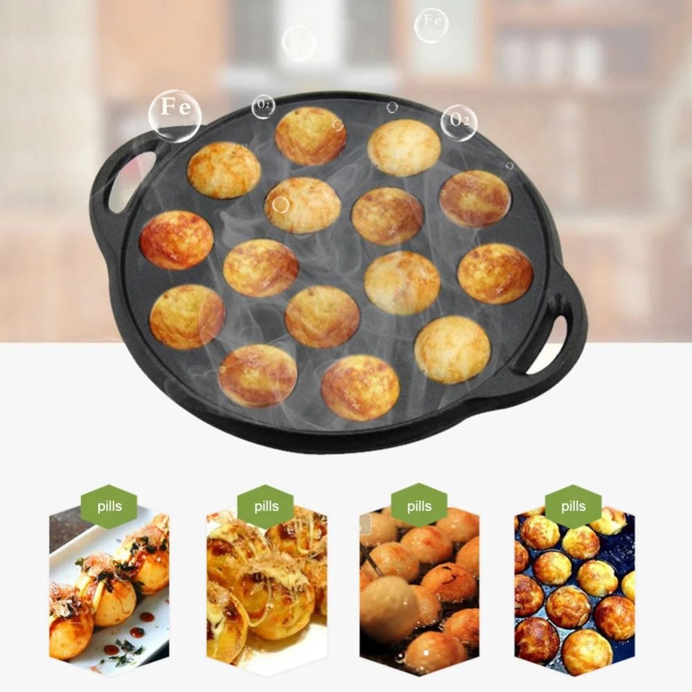 15穴鋳鉄たこ焼きパン 鋳鉄ノンスティックたこ焼きメーカー  - Takoyaki Pan Cast のレビューと価格