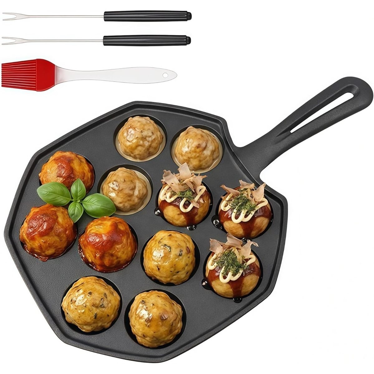 鋳鉄製たこ焼き器 12穴 エブレスキバーパンケーキパフパン  - Takoyaki Pan Cast のレビューと価格
