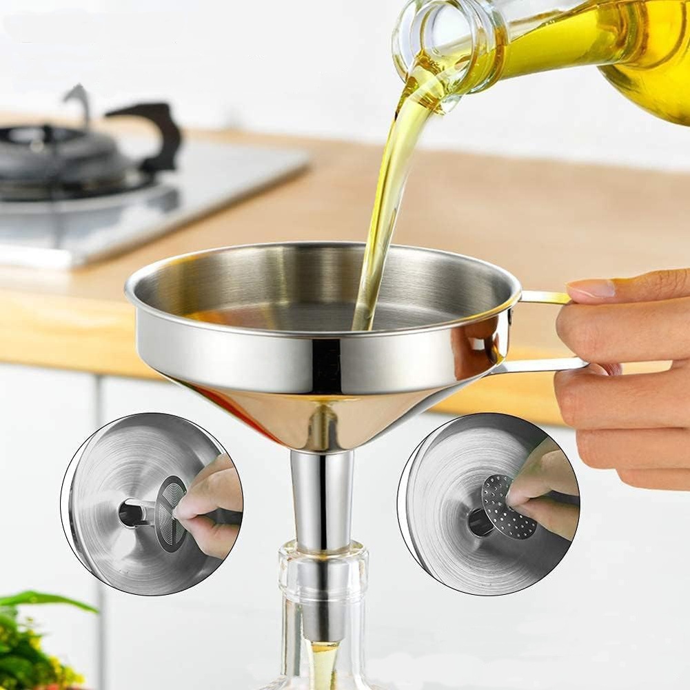 1Pc ステンレス鋼食用油漏斗広口キッチンアクセサリーバービ - Home Cooking Help のレビューと価格