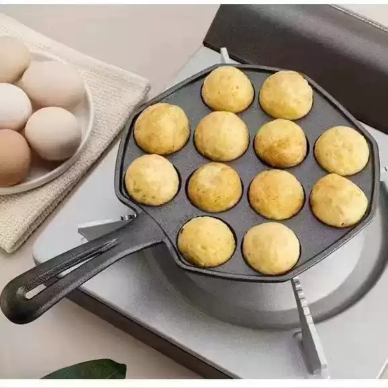 鋳鉄製ノンスティック卵焼き器（無塗装）、肉団子焼き用たこ焼き - Takoyaki Pan Cast のレビューと価格