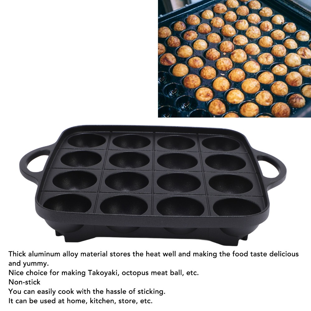 多機能ブラックたこ焼き鍋 鋳造アルミニウム製 ダブルハンドル - Takoyaki Pan Cast のレビューと価格