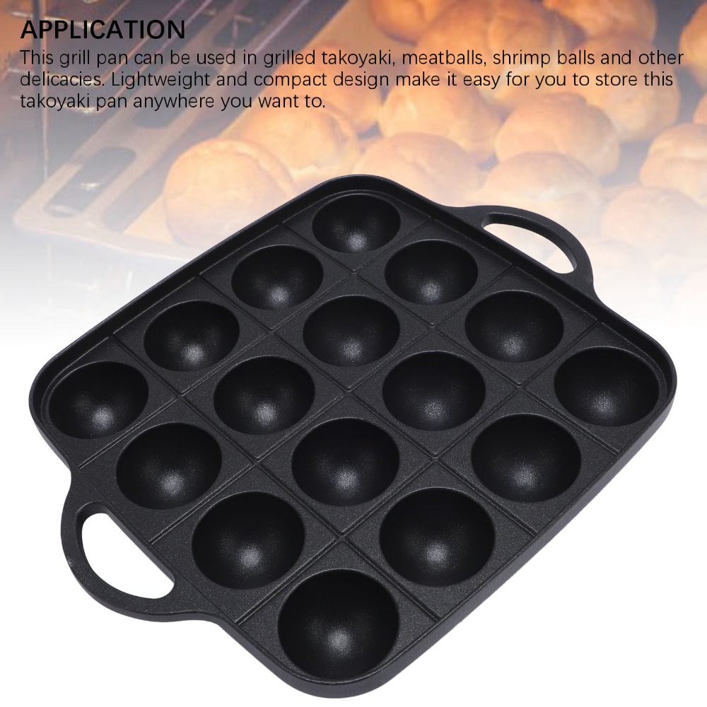 多機能ブラックたこ焼き鍋 鋳造アルミニウム製 ダブルハンドル - Takoyaki Pan Cast のレビューと価格