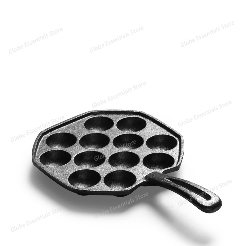 12穴たこ焼き器 木製ハンドル タコボール フライパン 鋳鉄 - Takoyaki Pan Cast のレビューと価格