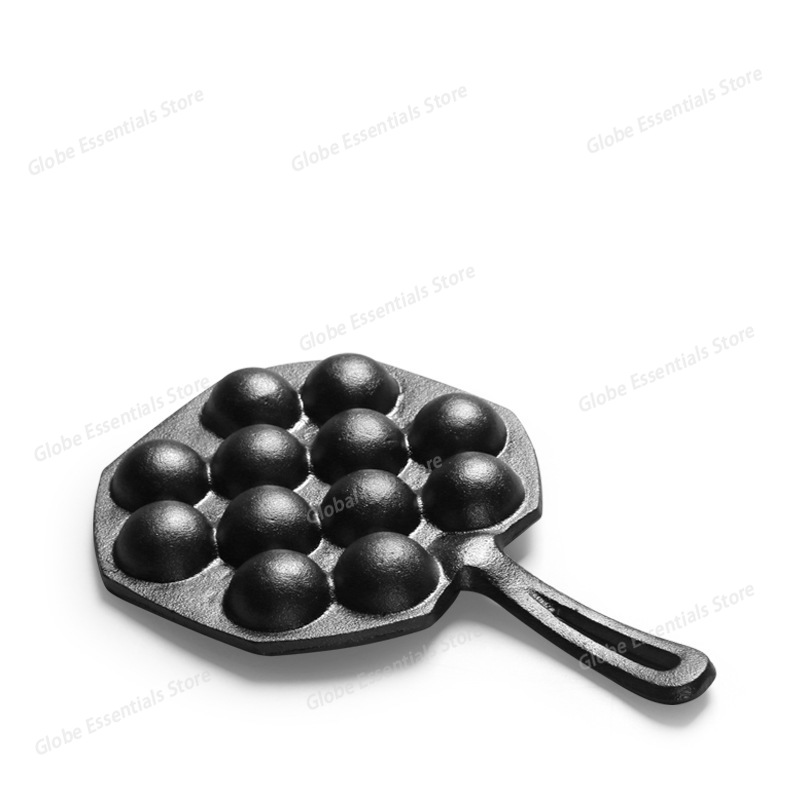 12穴たこ焼き器 木製ハンドル タコボール フライパン 鋳鉄 - Takoyaki Pan Cast のレビューと価格