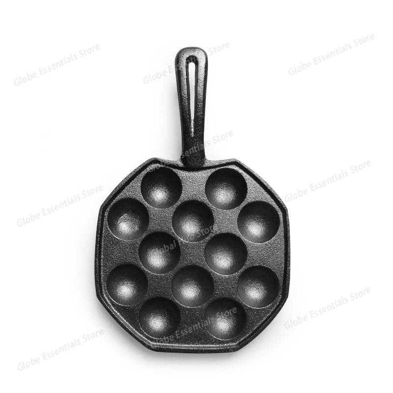 12穴たこ焼き器 木製ハンドル タコボール フライパン 鋳鉄 - Takoyaki Pan Cast のレビューと価格