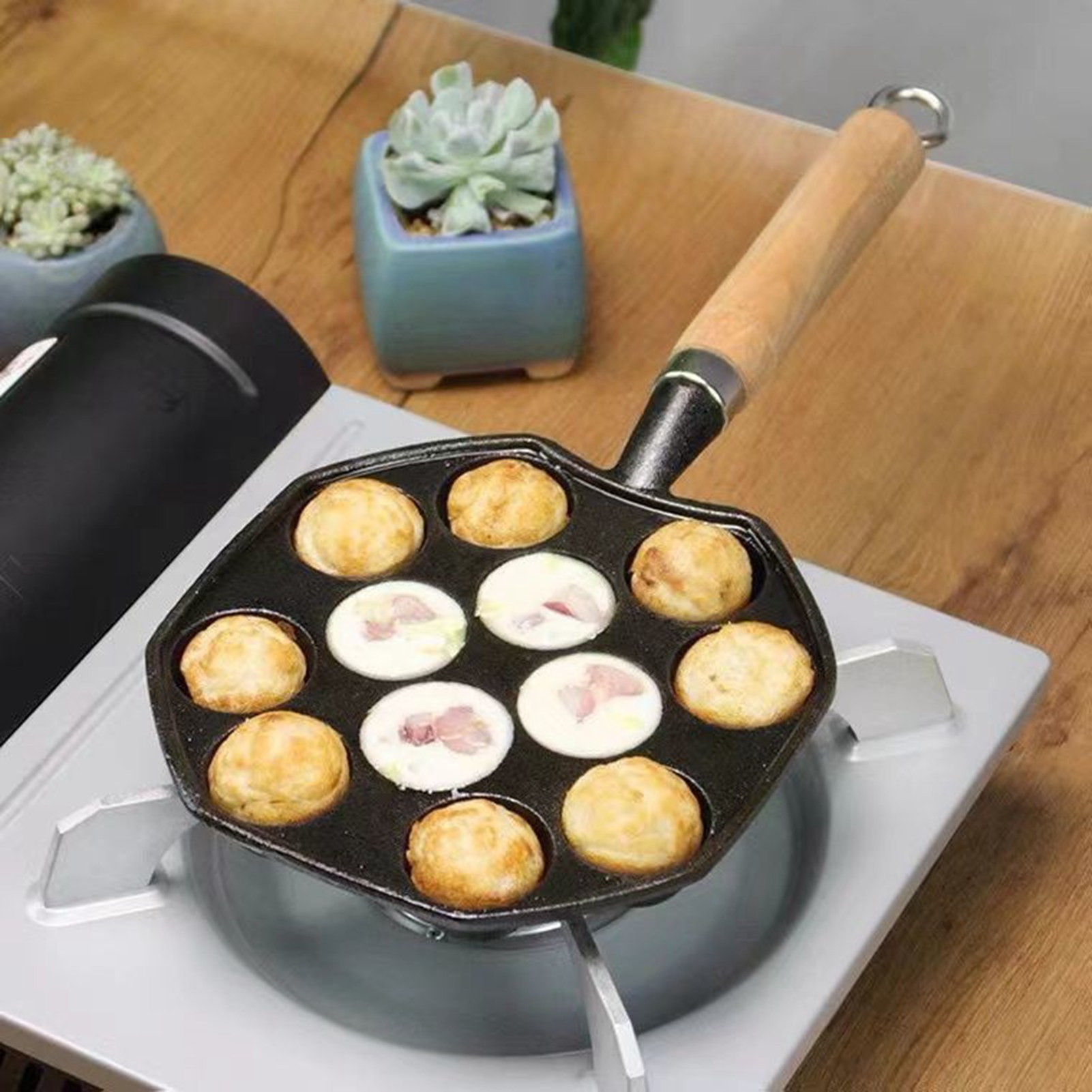 たこ焼きグリルパンお手入れ簡単鋳鉄タコミートボール型メーカー - Takoyaki Pan Cast のレビューと価格