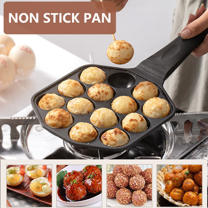 12/14穴の木製ハンドル付きタコボール,フライパン,鋳鉄型 - Takoyaki Pan Cast のレビューと価格