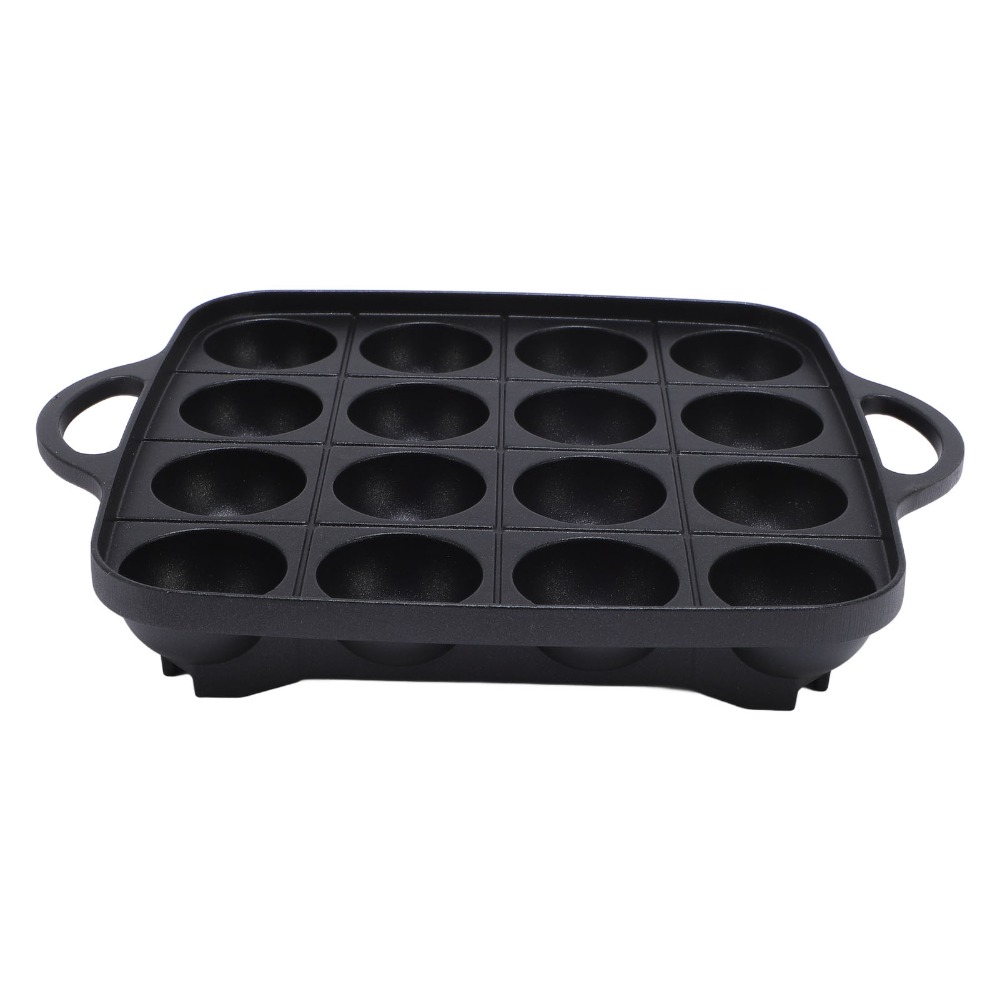 新しい黒色のたこ焼き器、鋳造アルミニウム製、二重ハンドル付き - Takoyaki Pan Cast のレビューと価格