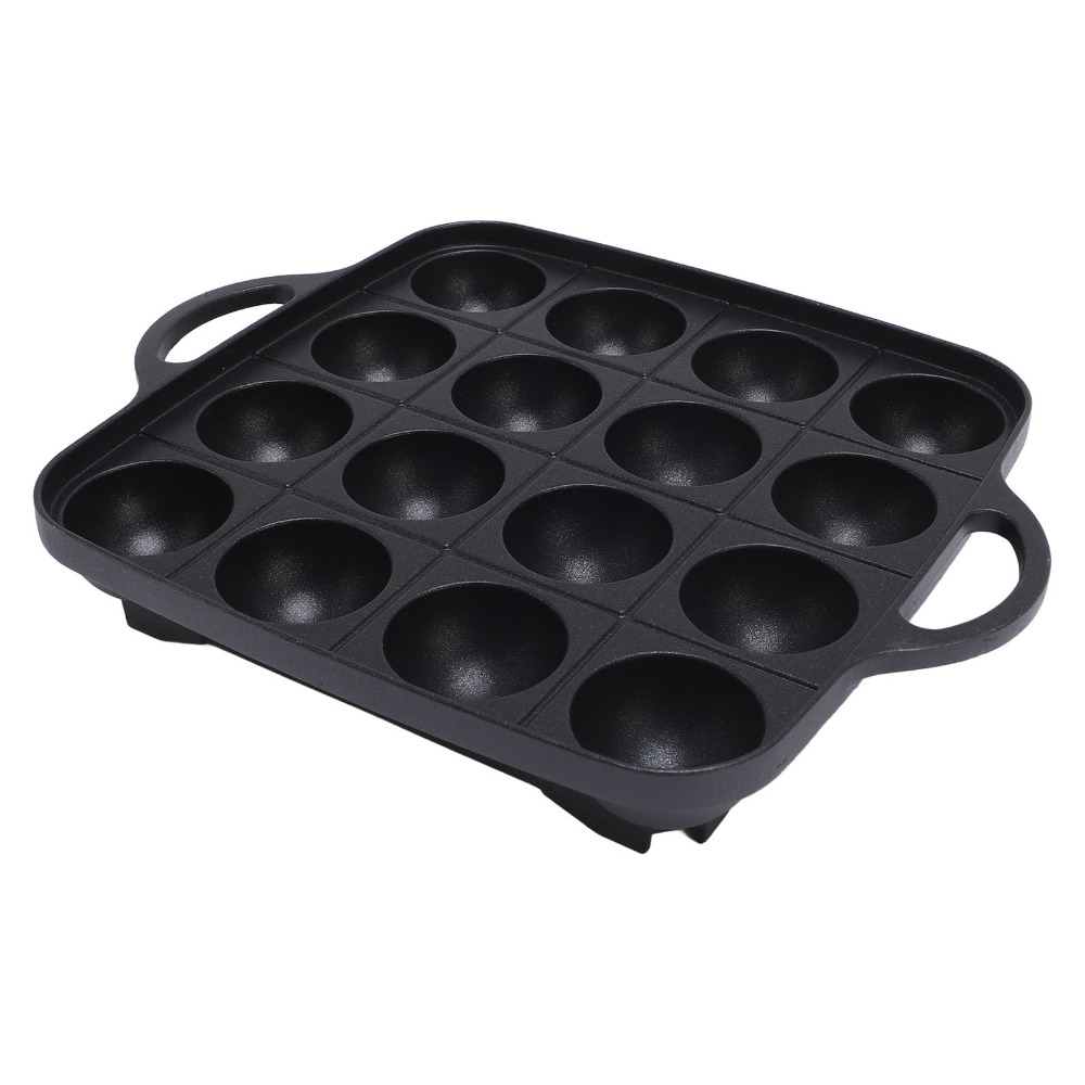 新しい黒色のたこ焼き器、鋳造アルミニウム製、二重ハンドル付き - Takoyaki Pan Cast のレビューと価格